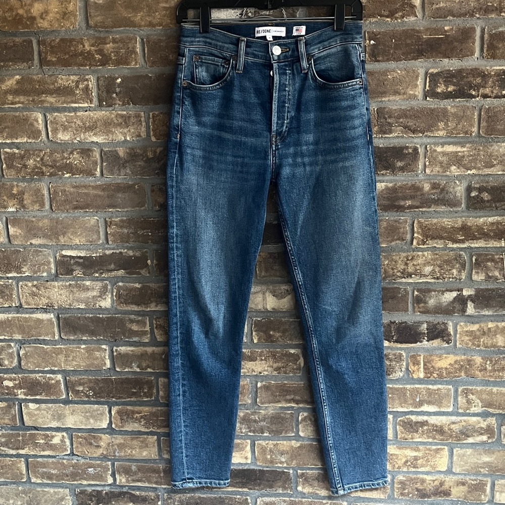 Re/Done Dark Blue Straight 90s ankle crop Leg Jeans